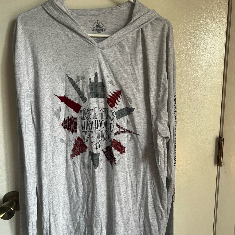 Disney Food & Wine Lightweight Gray Hoodie with Red Graphic